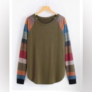 Shein Plus Color block Raglan Sleeve Tee NWOT